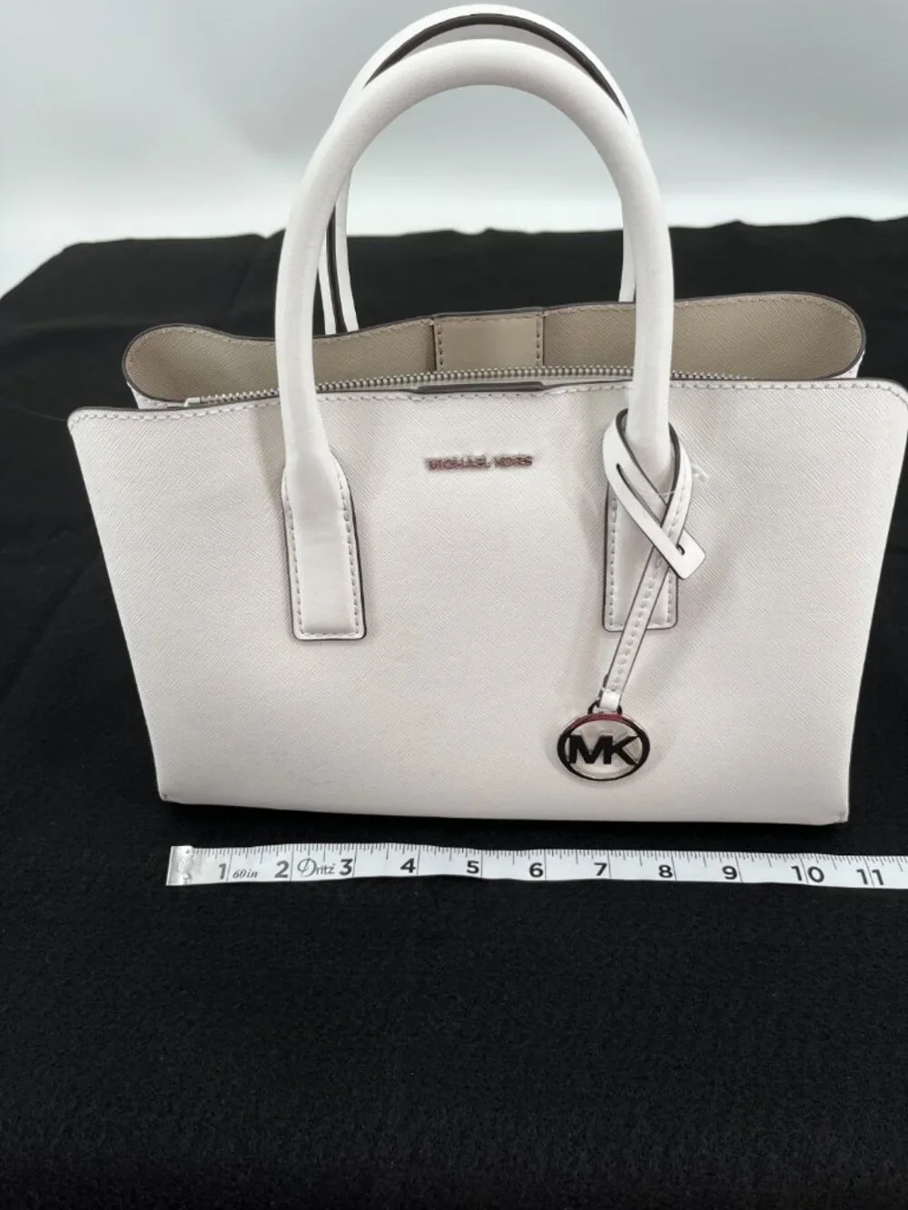 Michael Kors Ruthie Small Satchel White Leather Zip Double Handle Lined Bag